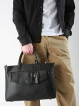 Leather Flandres Briefcase 1 Compartment Flandres Etrier Black flandres EFLA8231-vue-porte