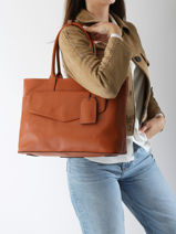 Leather Flandres Business Bag With 15" Laptop Sleeve Leather Etrier Orange flandres EFLA823B-vue-porte